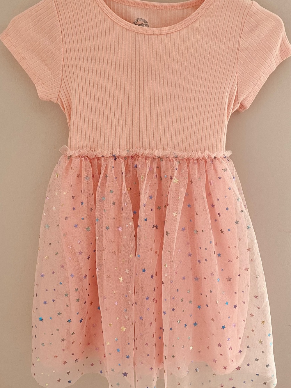 wonder nation Pink Ribbed Bodice Tulle Star Dress